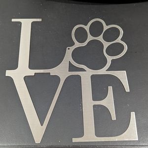 Dog Love Paw Metal Steel Wall Art